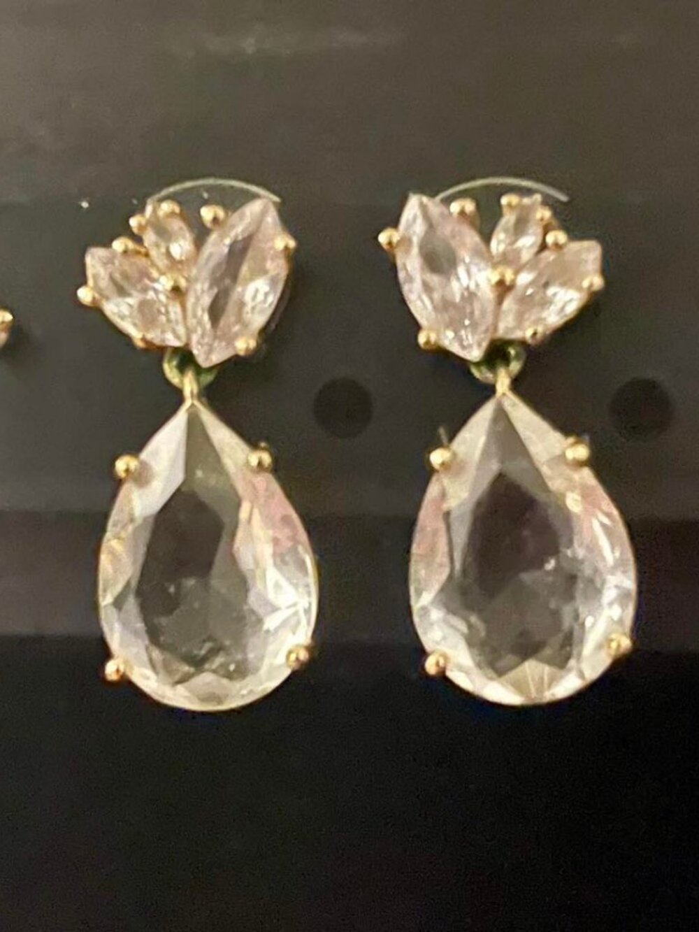 Rocksbox clear crystal teardrop earrings. NWOT (never worn).